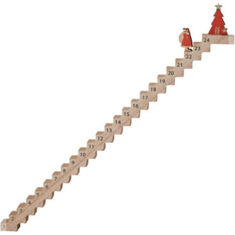Calendrier de l'Avent en bois en forme d'échelle - Buis décoratif - Compte à rebours de Noël - 2025 - (1/5)