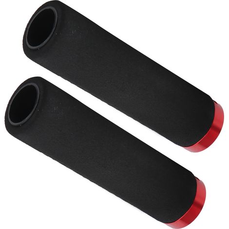 Poignées de vélo confortables en mousse, poignées de guidon verrouillables, accessoire de cyclisme, poignée noire, anneau rouge (1/5)