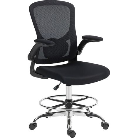 CHICFURN silla de oficina ergonómica negra 60x60x132 cm, altura regulable, para casa (1/5)