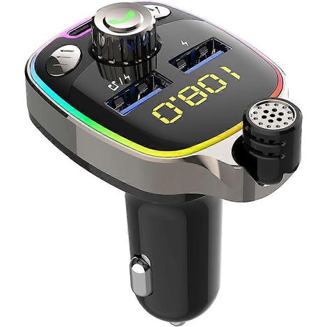 Auto-MP3-Player mit Bluetooth, FM-Transmitter, Radioadapter, USB/PD-Autoladegerät und 7-farbiger LED-Hintergrundbeleuchtung
