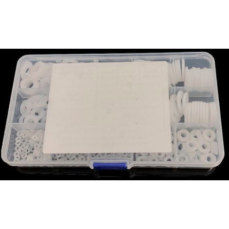 600 Pièces Blanc Nylon Rondelles Plastique, Isolation Rond Rondelle plate Assortiment Kit, M2 M2.5 M3 M4 M5 M6 M8 M10 Rondelle pour Mécanique (1/5)
