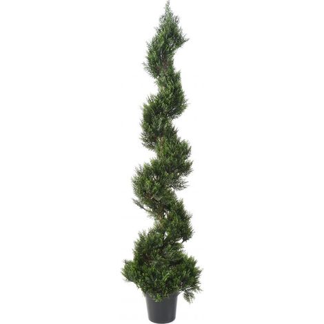 Plante artificielle haute gamme Spécial extérieur / Cyprès Artificiel Forme Spirale - Dim : 180 x 45 cm (1/2)