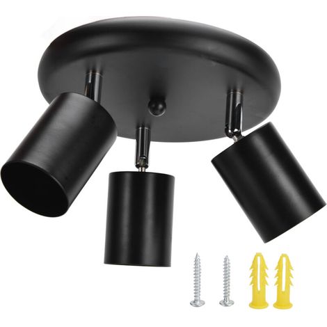 Jeffergarden Support de spot de plafond GU10, Base de lampe rotative à 3 têtes, luminaire pour chambre à coucher, salle à manger, centre commercial, 85 à 265v, noir (1/5)