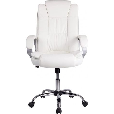 Sedia da ufficio New York con braccioli, altezza regolabile e design ergonomico. Pelliccia sintetica bianca