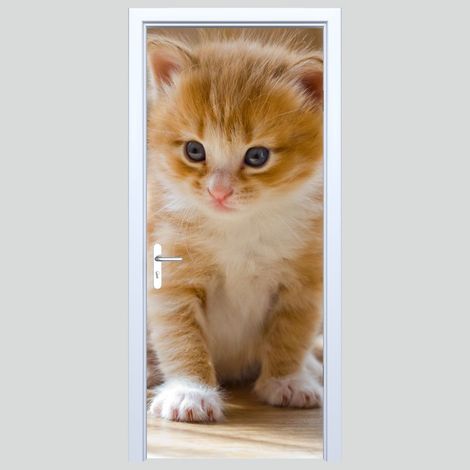 Adhesivo de tela para puerta con diseño de gatito pequeño 183PD