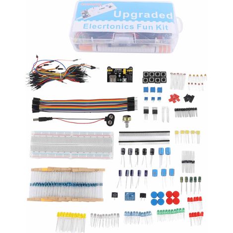 Kit électronique de démarrage avec plaque d'essai 830 points, résistances, condensateurs, diodes - assortiment pour projets R3 (1/5)