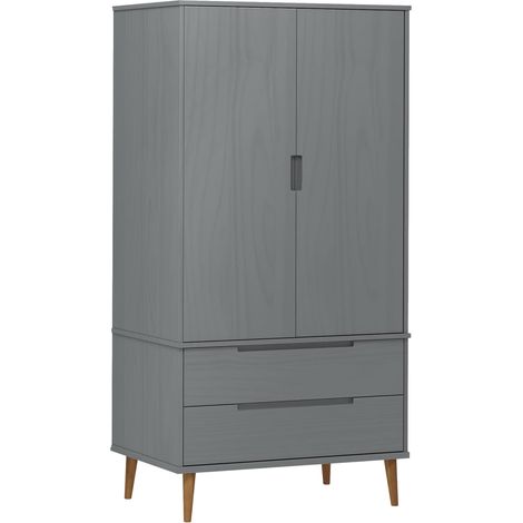 Garde-robe MOLDE Gris 90x55x175 cm Bois massif de pin (1/5)