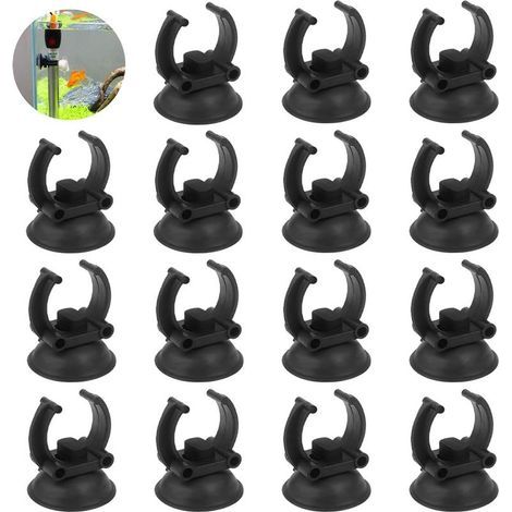 Fulushou Lot de 24 ventouses pour aquarium Clips de support pour ventouse d'aquarium pour chauffage Ventouse d'aquarium Plastique noir pour tube d'eau (1/5)