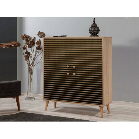 Dmora - Credenza Canopo, Buffet da soggiorno, Madia da salotto, Dispensa da cucina, 95x36h111 cm, Quercia, con imballo rinforzato, con imballo rinforzato