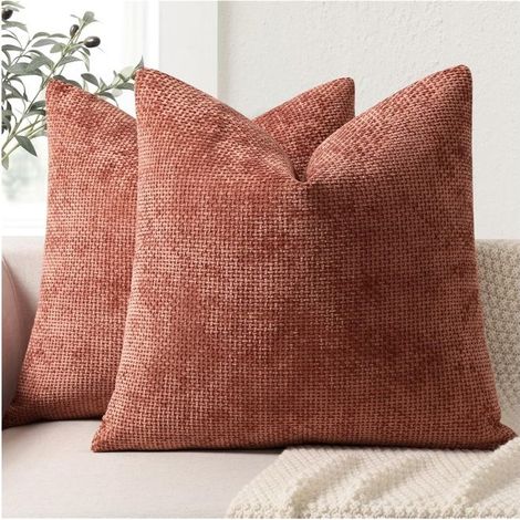 Kissenbezüge 45x45 cm, 2er-Set, dekorativ für Bett und Wohnbereich, Farbe: Gebranntes Orange.