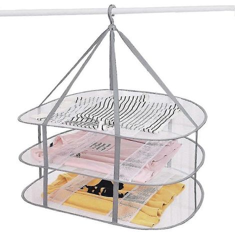 Séchoir à linge à 3 niveaux pour pulls, étendoir à vêtements suspendu, étendoir en filet pliable (1/5)