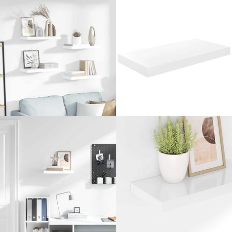 Schweberegal Hochglanz-Weiß 50x23x3,8 cm MDF - Schweberegal - Wandregal - Regal Weiß - Regal Modern - Wohnwandregal - Home & Living (1/5)
