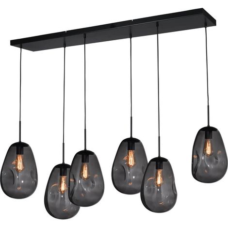 Lampe suspendue Lava 6x verre fumé Ø 22,5cm - 2761-05-130-25-60560