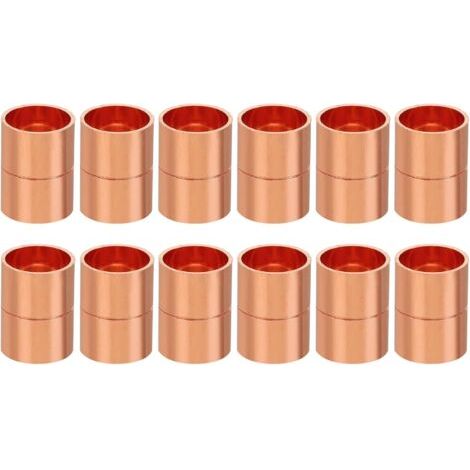 8pcs Manchons à Souder en Cuivre, 6.35mm Raccords de Couplage Tuyau, Raccord Tuyauterie Droit pour Raccordements Plomberie HVAC Climatisation Chauffage Réseaux, Épaisseur 0.8mm - 5/8 pouce