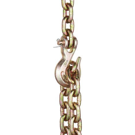 Chaîne de transport G80, 5/16" x 3,1 m, lot de 2, avec crochets à chape, charge de travail sûre de 4900 lb, chaîne robuste pour arrimage et remorquage. (1/5)