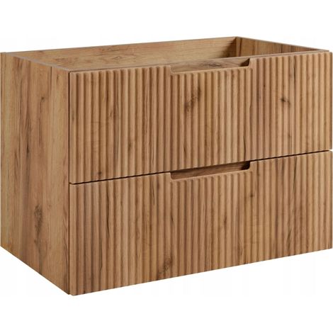 Rodan Waschbeckenunterschrank 80 cm, Eiche Braun, 46 x 80 x 57 cm, wandhängend, MDF-Fronten, Schubladen, feuchtraumgeeignet