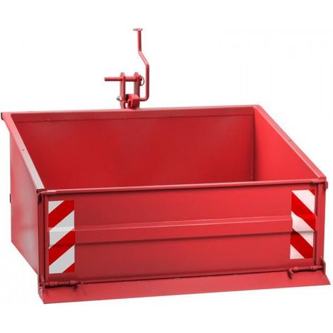 Dema – Benne 3 points pour tracteur – dispositif de bascule – acier robuste – hayon arrière inclinable – charge max 800 kg – rouge feu RAL 3000