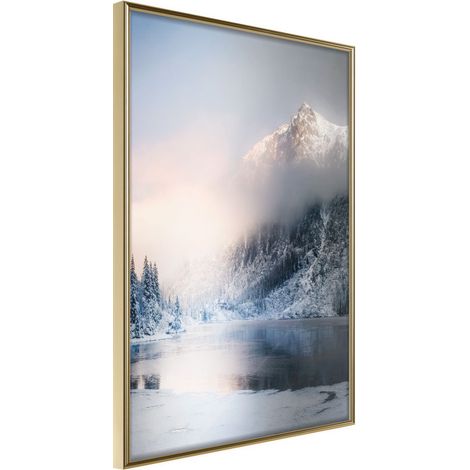 Affiche Murale Encadrée "Winter in the Mountains" 30 x 42 cm Or