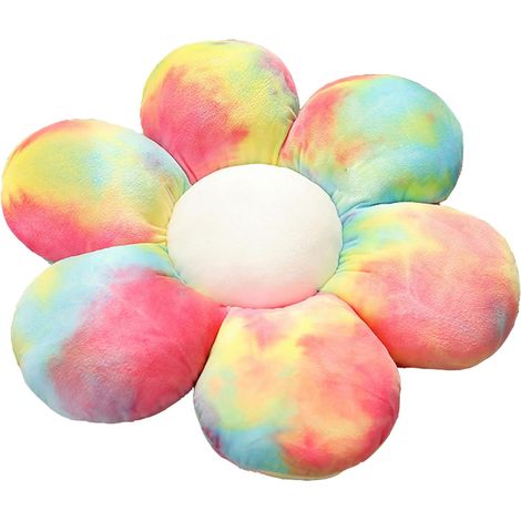 Cojín con forma de flor, alfombra de suelo, cojín para asiento de sofá - almohada de cama, cojines decorativos (30 cm, rosa y amarillo) (1/5)