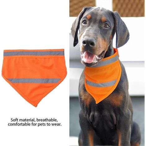 Écharpe/bavoir réfléchissant pour chien/chiot (Orange fluorescent L) (1/2)