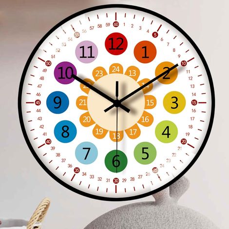 Horloge murale éducative pour enfants JeiibrZui - 20 cm - 1 pièce - Design coloré - Mécanisme silencieux pour chambre et salle de classe (1/5)