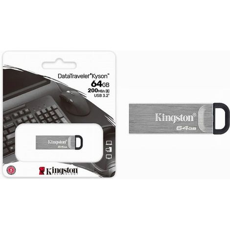 Trade Shop - Pendrive Kingston Usb 3.2 Datatraveler Kyson 64 Gb Metal 200 Mb / S Dtkn / 64gb - (1/5)