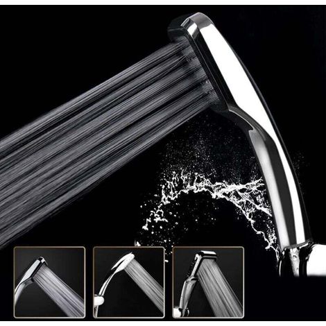 Ulisem Handheld Shower Head with 300 Holes, 300% Turbo High Pressure, 30% Water Saving Shower Head, Chrome (Energy Class A) [Energy Class A+] (1/4)