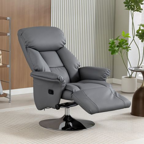 Poltrona reclinabile girevole con poggiapiedi regolabile, portata massima 120 kg, ideale per soggiorno, camera da letto e home cinema, colore grigio. (1/5)