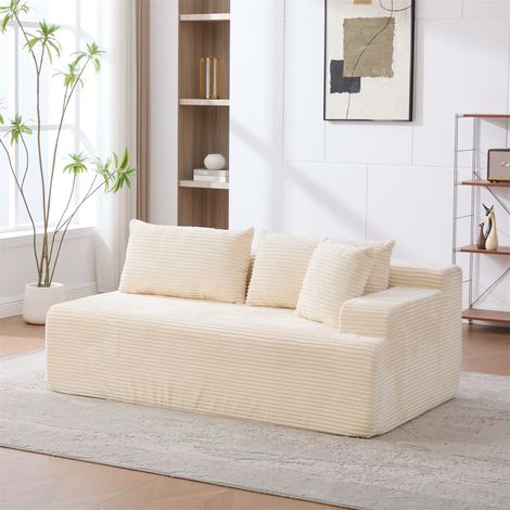 Canapé Droit 172x99x74.5cm - Canapé Modulaire 2 Places Rembourré Mousse 30D Haute Résilience pour Salon et Bureau - Beige (1/5)