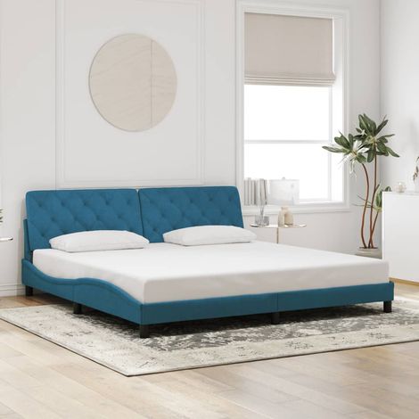 vidaXL Cadre de lit sans matelas bleu 200x200 cm velours (1/5)