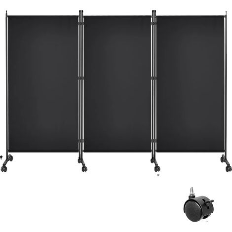 Separador de ambientes plegable, diseño móvil y plegable, NEGRO - enviado desde Polonia, 260x180cm (1/2)