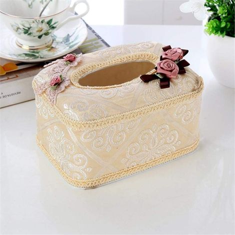 Tissu en dentelle, Boîte à mouchoirs, papier rouleau, couvre-serviettes, maison, plateau de voiture-Boîte à pain jaune Ruyi-Fei Yu