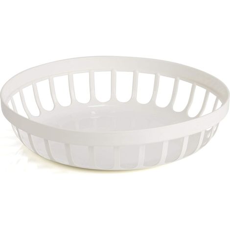 Corbeille à pain - Corbeille à fruits - Bol à fruits - Bol à pain - Panier à pain - Réutilisable - Incassable - Empilable - Plastique - Blanc (1/2)