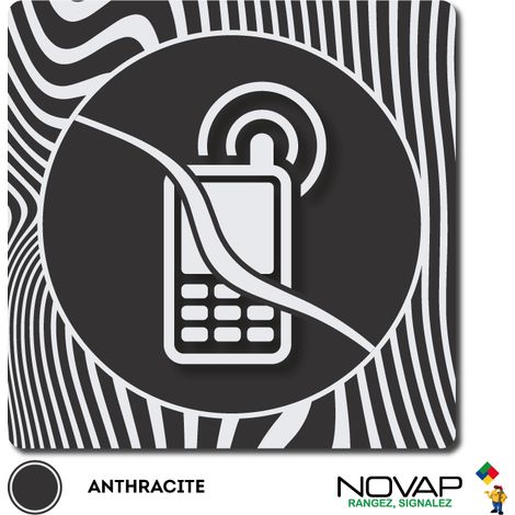 Plaque Téléphone interdit - Design Anthracite 90x90mm - 4330860 (1/3)