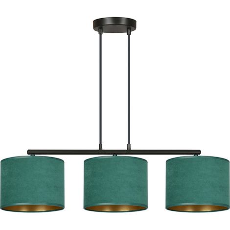 Lampada a Sospensione Hilde, Acciaio verniciato a polvere, Tessuto, Nero, Verde, 72x100x18 cm
