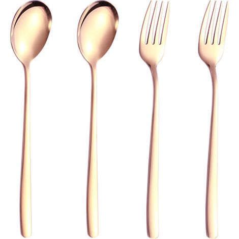 Fourchettes De Table En Acier Inoxydable - Revêtement Plasma Multicolore - Pour Repas Quotidiens Et Fêtes - Lot De 4 (1/5)
