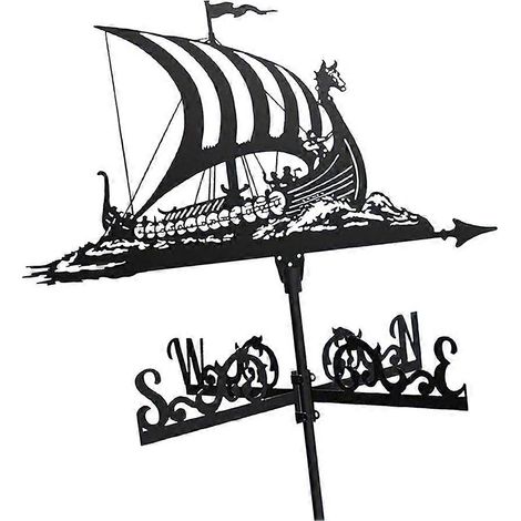 Girouette en métal en forme de bateau pirate rétro, indicateur de vent, compatible avec les toits de jardin extérieurs. (1/5)