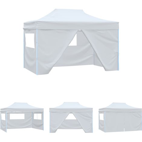 The Living Store Partyzelt Faltbar mit 4 Seitenteilen 3x4,5 m Weiß - Pavillons & Partyzelte (1/5)