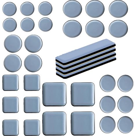 36 Pièces Patins Glisseurs pour Meubles, Patin Chaise Teflon Rond Patin Glissant Carré Patin Glisseur Teflon Adhesif de Meuble Adhésifs Tour et Rectangulaire (1/5)