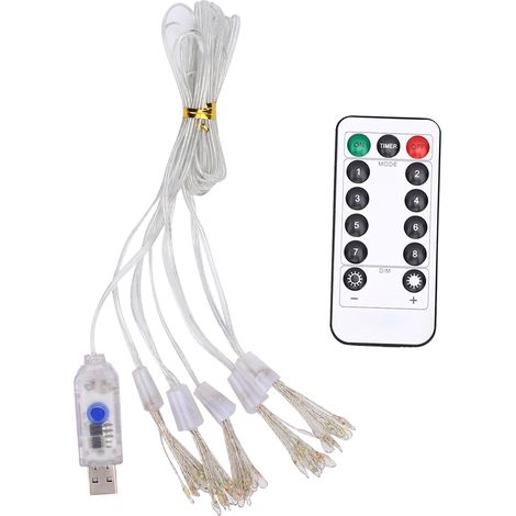 LED-Lichterkette mit Fernbedienung, USB-betrieben, flexible Kupfer-Lichterkette für Partydekoration, 1,5 Meter lang, 50 Lichter (1/5)