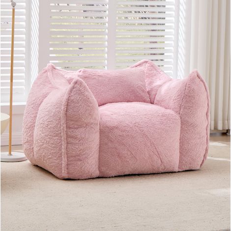 Fauteuil pouf rose en fausse fourrure HAVRYA (1/5)