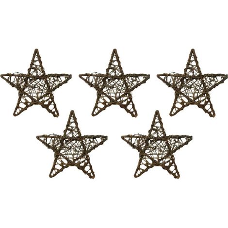 Lot de 5 Ornements Étoile en Rotin 15 Cm pour Décorations de Fête et Sapin de Noël, Suspendus pour Décoration de Table ou Fenêtre (1/5)