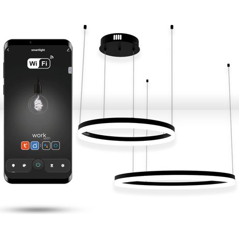 Tuya WiFi-Rundlampe 60 cm + 40 cm LED Schwarzer Aufhängering (1/5)