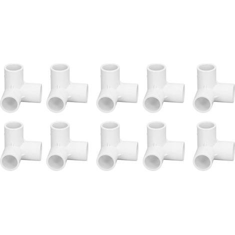 Lot de 10 raccords de tuyauterie en T à angle droit en PVC, diamètre intérieur 20 mm, blancs (1/5)