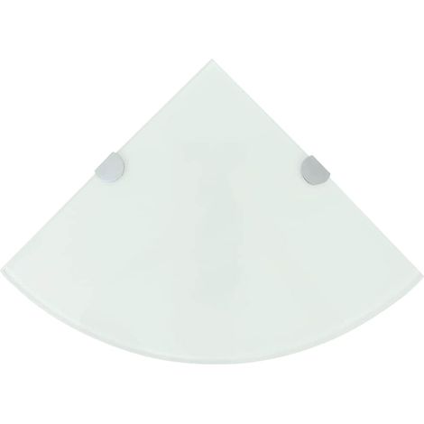 Étagère de coin avec supports Étagère de Rangement - Meuble de rangement chromés Verre Blanc 35 x 35 cm BV604619 - BonneVie (1/5)