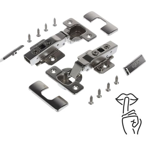 Bisagras para muebles Riex NC70 de cierre suave, gris oscuro, juego (2 bisagras + guía de leva H0 + accesorios) (1/5)