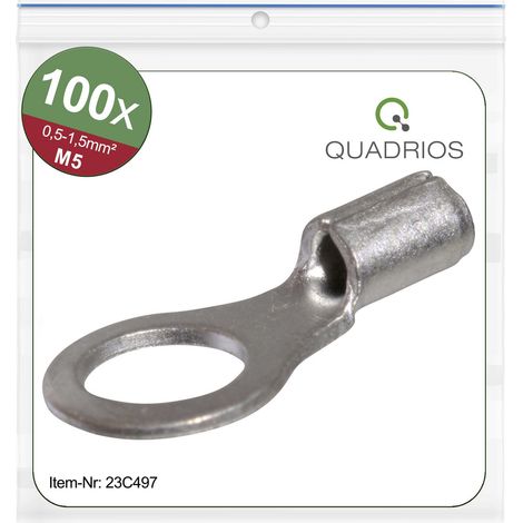Quadrios 23C497 Ringkabelschuh  Querschnitt (max.)=1.5 mm² Loch-Ø=5.3 mm Unisoliert  100 St. (1/5)