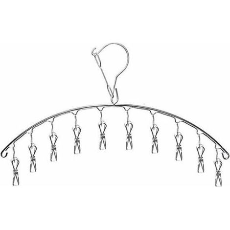 Stendibiancheria sospeso, porta calzini in acciaio inox, asciugabiancheria con 10 clip per pannolini lavabili, reggiseni, asciugamani, biancheria intima, sciarpe, guanti