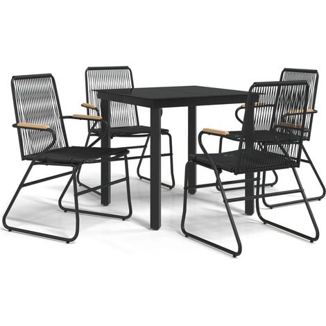 Maison Exclusive - 5-tlg. Garten-Essgruppe Schwarz PVC Rattan