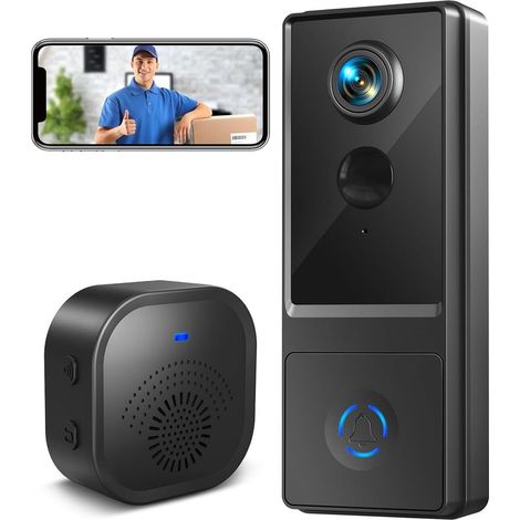 Wireless Doorbell with Camera, Waterproof HD Wireless Doorbell Outdoor, Wi-Fi Wireless Video Doorbell with PIR Motion Detection, Night Vision, Two-Way Audio (1/5)